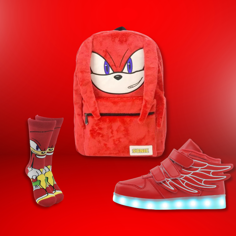 Kit escolar Sonic - Knuckles- Tênis, Mochila e meia