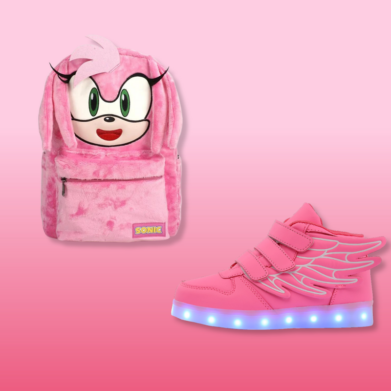 Kit escolar - Sonic - Amy Rose  - Tênis e Mochila