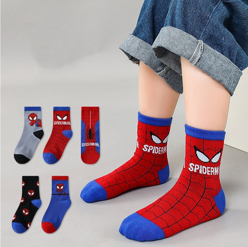 (PROMOÇÃO) 5 Pares de Meias Homem-aranha - Tamanho: 09 a 14 anos